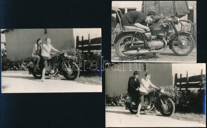 cca 1950 Vegyes motoros fotó tétel, 3 db, 9x14 cm és 8x12 cm közötti méretben - Image 2