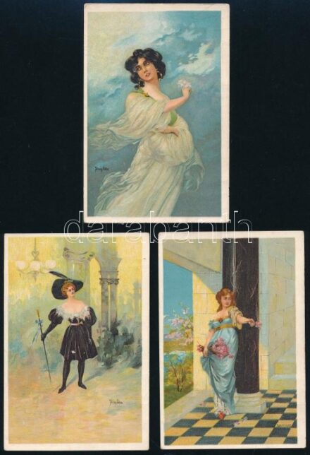 cca 1900 Brázay Sósborszesze litho reklám gyűjtőkártyák, 3 db, 12x8 cm