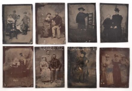 cca 1900 8 db ferrotípia, vegyes állapotban, 8,5×6,5 cm
