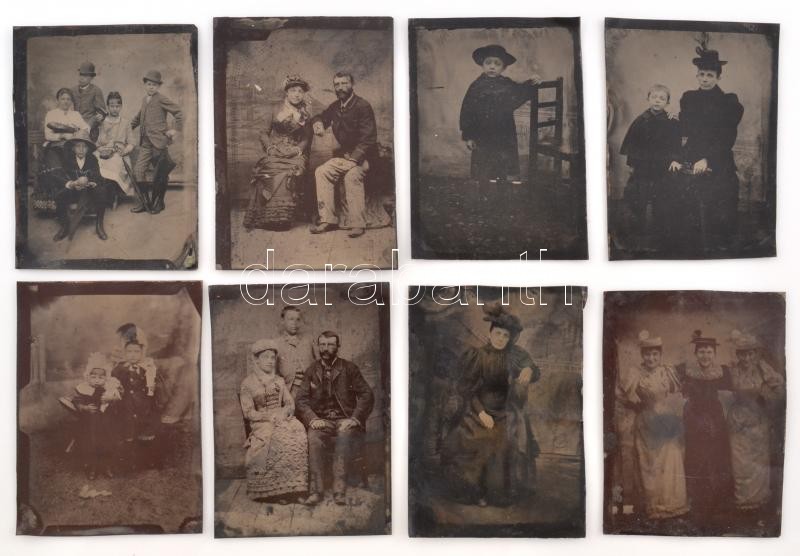 cca 1900 8 db ferrotípia, vegyes állapotban, 8,5×6,5 cm