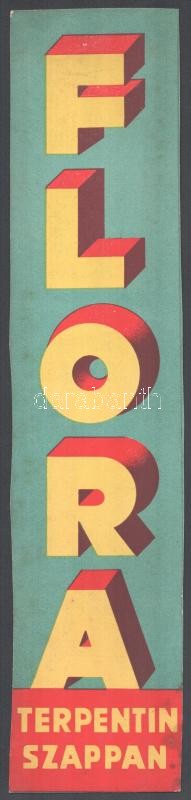 cca 1920-1940 'Flora terpentin szappan', art deco reklám nyomtatvány, kissé foltos, apró törésnyomokkal, 34x7 cm