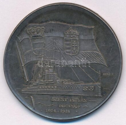 Lebó Ferenc (1960-) 1992. 'Szent István csatahajó' jelzett Ag emlékérem, 'SZG' gyártói jelzéssel (33,90g/0.925/46mm) T:1-,2 patina, ph.