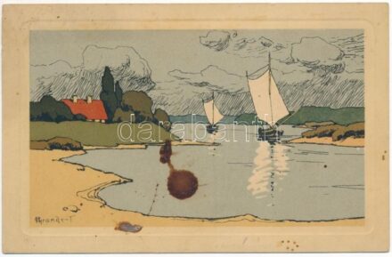 1910 Segelnde Schiffe / Vitorláshajók / sailing ships. Meissner& Buch Künstler-Postkarten Serie 1674. litho s: H. Grande