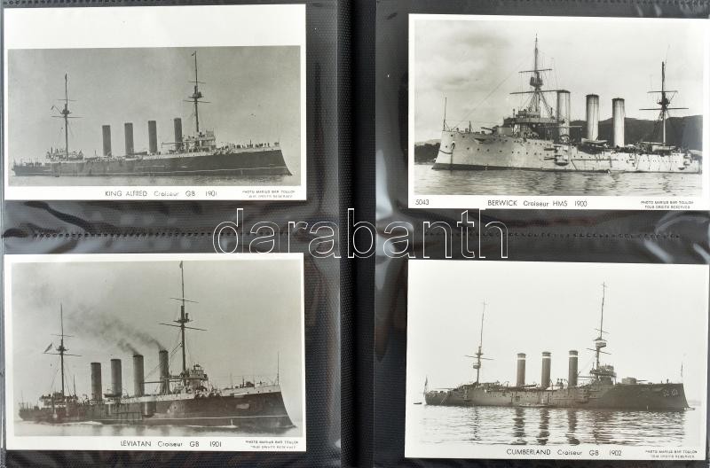 HADIHAJÓK - 190 db MODERN reprint képeslap albumban: európai, japán, ororsz és amerikai haditengerészet - WARSHIPS - 190 modern reprint postcards in album (Photo Marius Bar Toulon): European, Japanese, Russian and American (USA) Navy - Image 2
