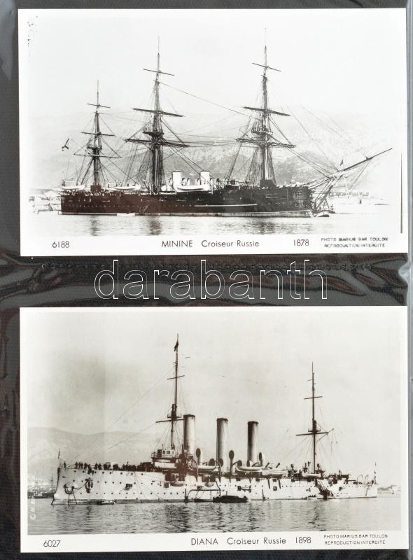 HADIHAJÓK - 190 db MODERN reprint képeslap albumban: európai, japán, ororsz és amerikai haditengerészet - WARSHIPS - 190 modern reprint postcards in album (Photo Marius Bar Toulon): European, Japanese, Russian and American (USA) Navy - Image 3