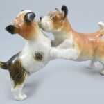 Ens porcelán foxi kutya pár, jelzett, hibátlan, m: 17 cm - Image 2
