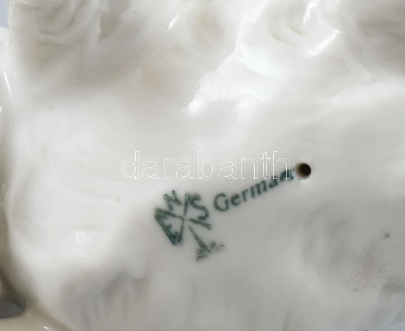Ens porcelán foxi kutya pár, jelzett, hibátlan, m: 17 cm - Image 3