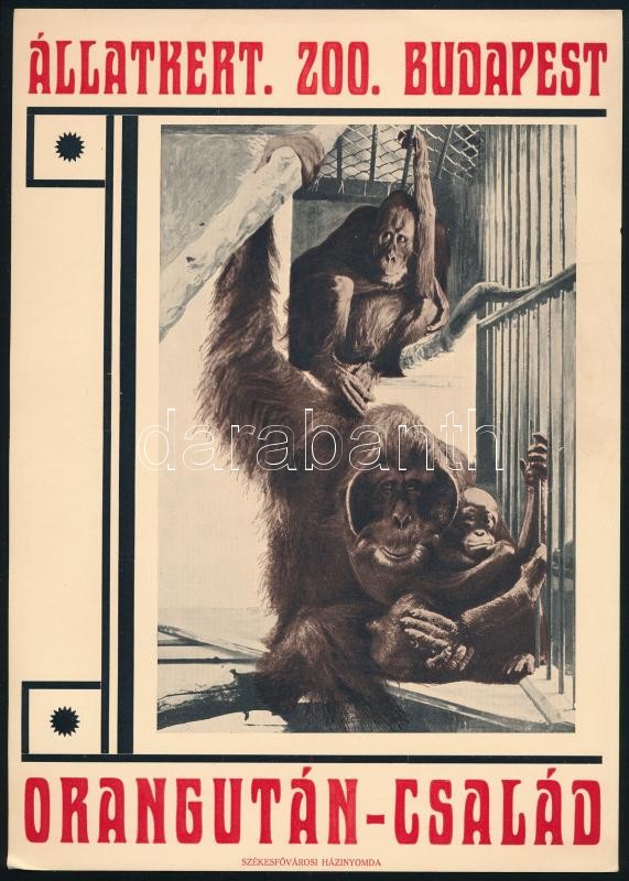 cca 1925 Budapest Állatkert Zoo, Kisplakát. Székesfővárosi Házinyomda. 17x24 cm