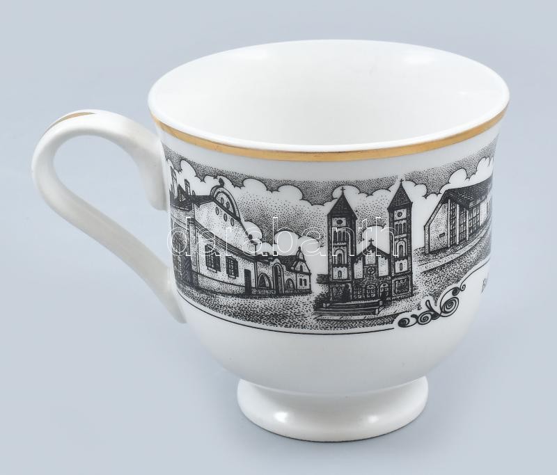 6 db Decobex jelszett teáscsésze, Balatonfüred, látványosságaival díszítve, matricás porcelán, kopásnyomokkal. - Image 3