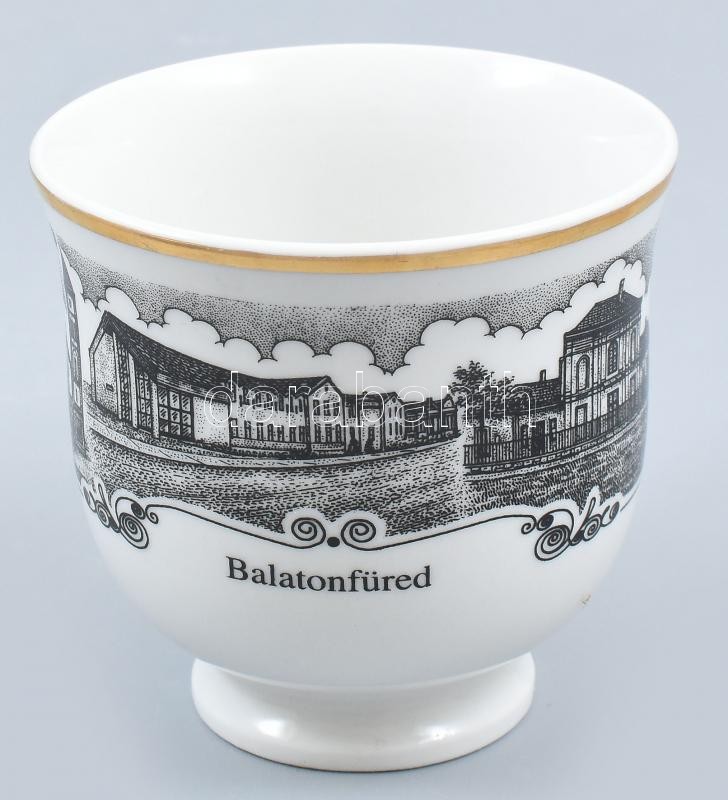 6 db Decobex jelszett teáscsésze, Balatonfüred, látványosságaival díszítve, matricás porcelán, kopásnyomokkal. - Image 4