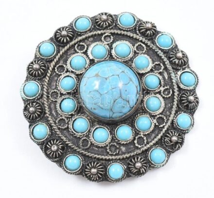 Ezüst (Ag) bross, jelzett, d: 4 cm, bruttó: 8 g