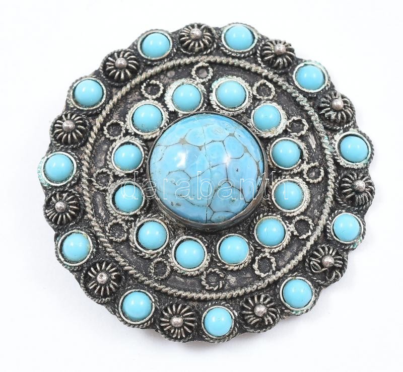 Ezüst (Ag) bross, jelzett, d: 4 cm, bruttó: 8 g