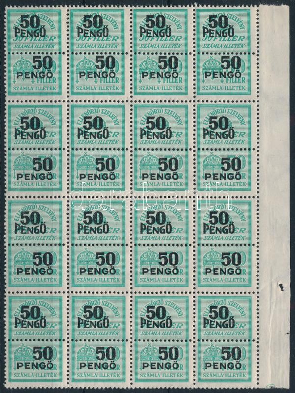 1945 Számlailleték bélyeg 50P 16 párt tartalmazó összefüggés (24.000)