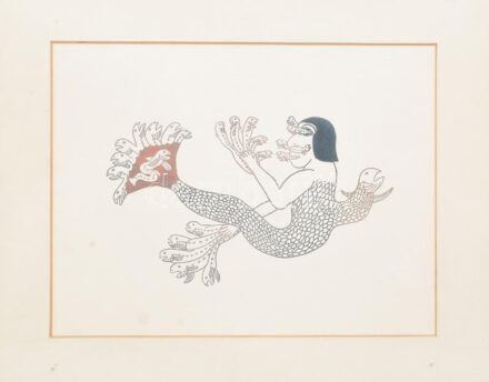 Henry Napartuk: Eskimo pulling seal. ofszet, papír, jelzett. keretben 24x18 cm