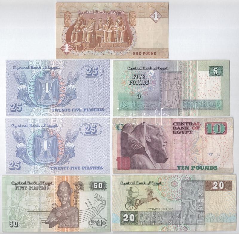 Egyiptom 1983-2011. 25p-20P (7xklf) T:II-III Egypt 1983-2011. 25 Piastres - 20 Pounds (7xdiff) C:XF-F - Image 2