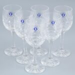 Zawiercie lengyel talpas borospohár, 6 db, ólomkristály, etikettel jelzett, hibátlan, m: 17,5 cm
