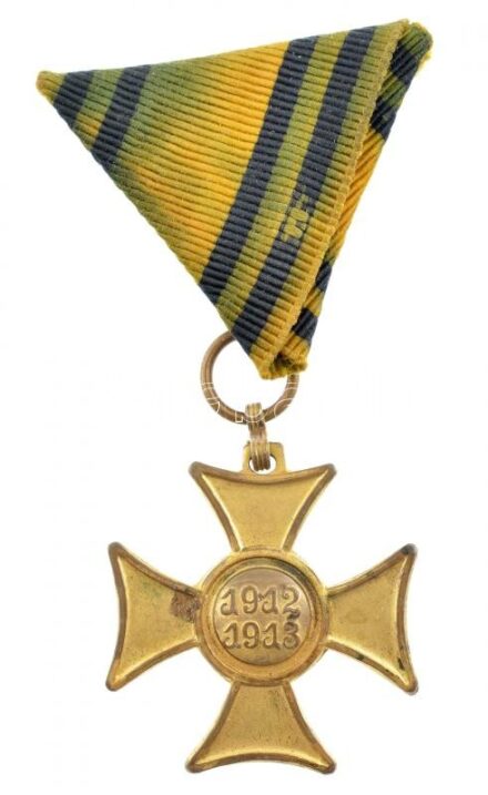 1913. 'Mozgósítási Kereszt / 1912-1913-as Emlékkereszt' Br kitüntetés eredeti mellszalagon T:2 Hungary 1913. 'Commemorative Cross, 1912-1913' Br decoration with original ribbon C:XF NMK 275.