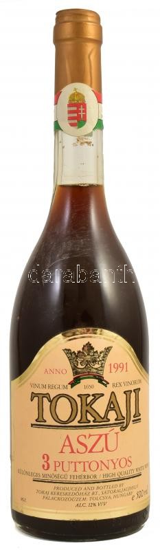 1991 Tokaji aszú 3 puttonyos bontatlan palack fehérbor