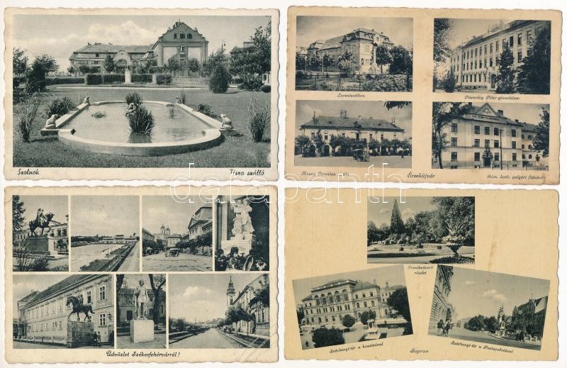 3 db RÉGI magyar város képeslap + Érsekújvár / 3 pre-1945 Hungarian town-view postcards + Nové Zamky