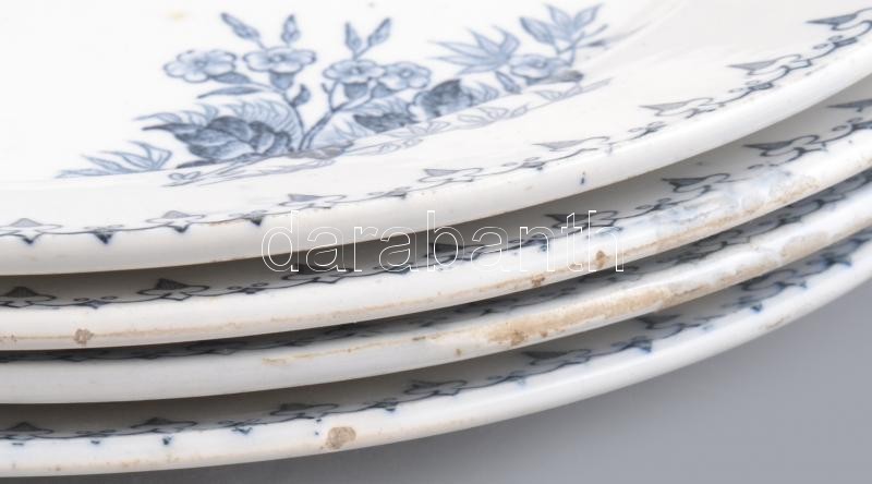 Sarreguemines Flore, francia tányérok, 4 db lapos, 2 db leveses tányér, jelzett, 1890-1900 körül, d: 24 cm. Minimális mázhibákkal. - Image 3
