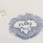 Sarreguemines Flore, francia tányérok, 4 db lapos, 2 db leveses tányér, jelzett, 1890-1900 körül, d: 24 cm. Minimális mázhibákkal. - Image 4