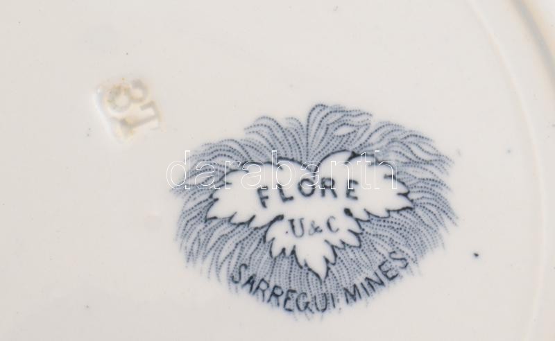 Sarreguemines Flore, francia tányérok, 4 db lapos, 2 db leveses tányér, jelzett, 1890-1900 körül, d: 24 cm. Minimális mázhibákkal. - Image 4