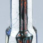 Fórizsné Sárai Erzsébet: Váza. Mázas kerámia váza. Kézzel festett, jelzett, egy pici lepattanással. 30 cm