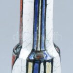 Fórizsné Sárai Erzsébet: Váza. Mázas kerámia váza. Kézzel festett, jelzett, egy pici lepattanással. 30 cm - Image 2