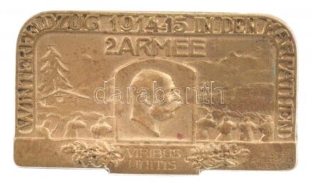 Osztrák-Magyar Monarchia 1915. 'Téli hadjárat a Kárpátokban - 2. Hadsereg 1914-15' Br sapkajelvény 'BILDH. GURSCHNER WIEN VII/2' gyártói jelzéssel (40x23mm) T:1-,2 Austro-Hungarian Monarchy 1915. 'WINTERFELDZUG 1914-1915 IN DEN KARPATHEN -