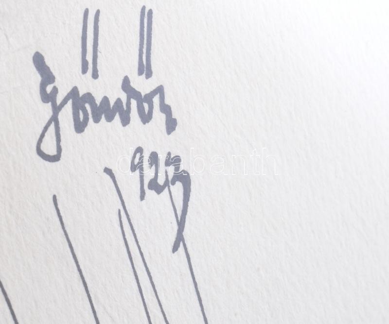 Göndör Bertalan (1908-1945): Hölgyek, 1923. Tus, papír, enyhén sérült, jelzett, üvegezett keretben, 34,5×27,5 cm - Image 2