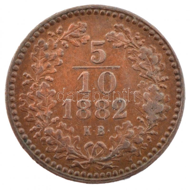 1882KB 5/10kr Cu T:1-,2 Hungary 1882KB 5/10 Kreuzer Cu C:AU,XF Adamo M3.1