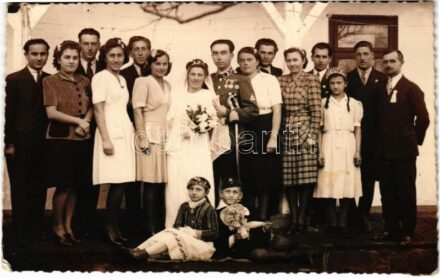 1942 Kovács Lajos őrmester, magyar magas rangú katonatiszt kitüntetésekkel, esküvő / Hungarian military officer with medals, wedding. photo