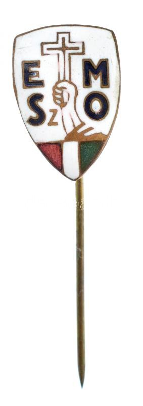 1935. 'EMSZO (Egyházközségi Munkásosztályok)' zománcozott bronz jelvény (11x16mm) T:1-