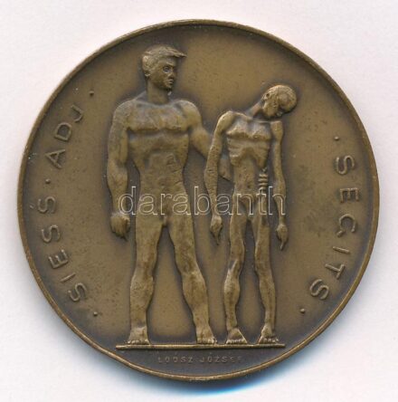 Loósz József (1908-1985.) 1947. 'SAS - Hadifoglyokért, kórházakért, tüdőbetegekért / Siess-Adj-Segíts' bronz emlékérem (40mm) T:1-