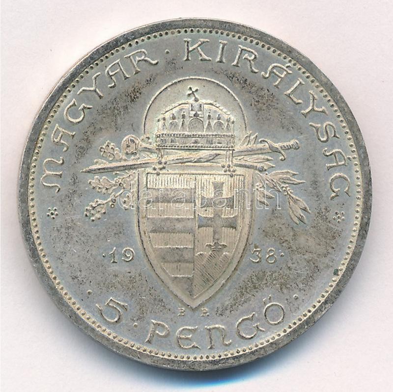 1938. 5P Ag 'Szent István' T:2 patina Adamo P8.1 - Image 2