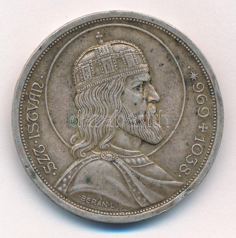 1938. 5P Ag 'Szent István' T:2- ph., patina Adamo P8.1