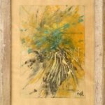 Olvashatatlan jelzéssel: Robbanás. Vegyes technika, papír. Üvegezett, kopott fakeretben. 21X14,5 cm