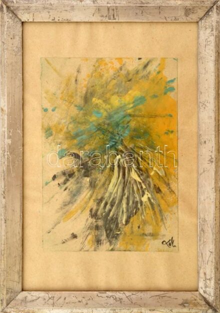 Olvashatatlan jelzéssel: Robbanás. Vegyes technika, papír. Üvegezett, kopott fakeretben. 21X14,5 cm