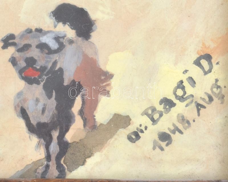 Bagi D. jelzéssel: Pásztor kutyákkal. Akvarell, papír. Üvegezett fakeretben. 21x34 cm - Image 2