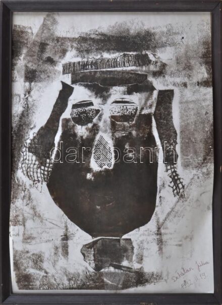 Dehelán Júlia jelzéssel: Kompozíció, 1992. Monotípia, papír. Kopott fakeretben. 42x30 cm