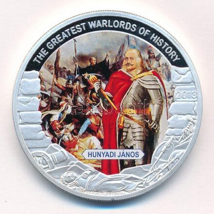 Palau 2013. 1$ ezüstözött Cu 'A történelem legnagyobb hadurai - Hunyadi János' részben multicolor festéssel, kapszulában T:PP Palau 2013. 1 Dollar silver plated Cu 'The Greatest Warlords of History - János Hunyadi' with partial