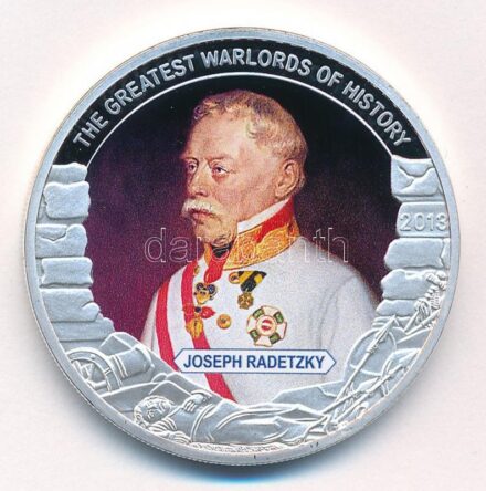 Palau 2013. 1$ ezüstözött Cu 'A történelem legnagyobb hadurai - Joseph Radetzky' részben multicolor festéssel, kapszulában T:PP Palau 2013. 1 Dollar silver plated Cu 'The Greatest Warlords of History - Joseph Radetzky' with partial