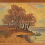 Erdélyi F. jelzéssel: Halászok. Olaj, vászon, kartonon, sérült. Fakeretben. 34x50 cm