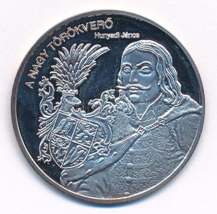 DN 'Nemzetünk nagyjai - Hunyadi János' kétoldalas Ag emlékérem tanúsítvánnyal (10,37g/0,999/35mm) T:PP patina, ujjlenyomat