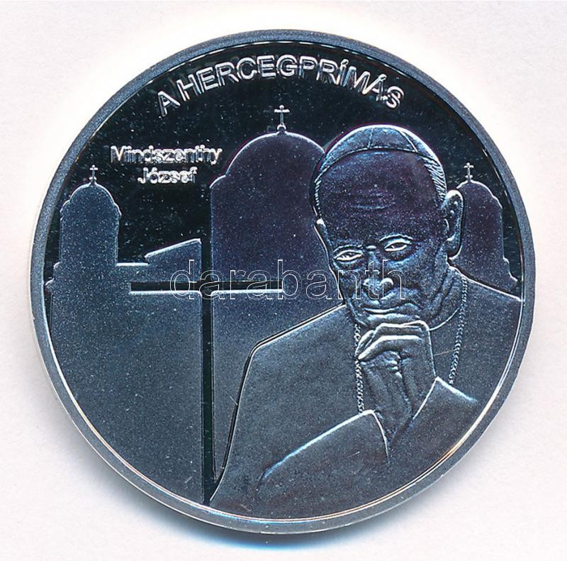 DN 'Nemzetünk nagyjai - Mindszenthy József' kétoldalas Ag emlékérem tanúsítvánnyal (15g/0,333/35mm) T:PP