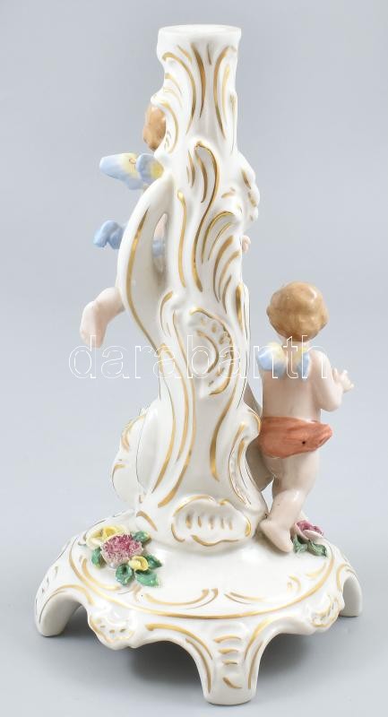 Német puttós lámpatest, porcelán, jelzett, apró lepattanásokkal, teteje lecsiszolt, m: 27 cm - Image 2