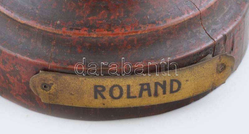 Jelzés nélkül: Szent Roland. Spiáter, fatalapzaton, kopott, m: 26 cm - Image 3