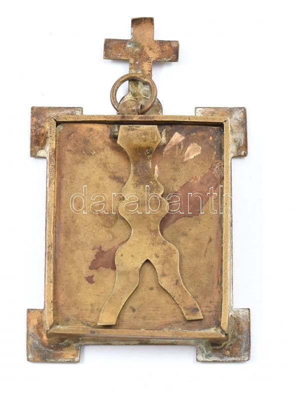 Kegytárgy, Krisztus fej, porcelán betétes keret, m: 7 cm - Image 2