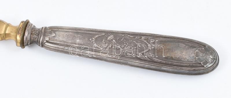 Ezüst (Ag) nyelű halas kínáló dobozban, jelzett, sérülésekkel, cca. nettó: 40g, h: 26-28 cm - Image 3