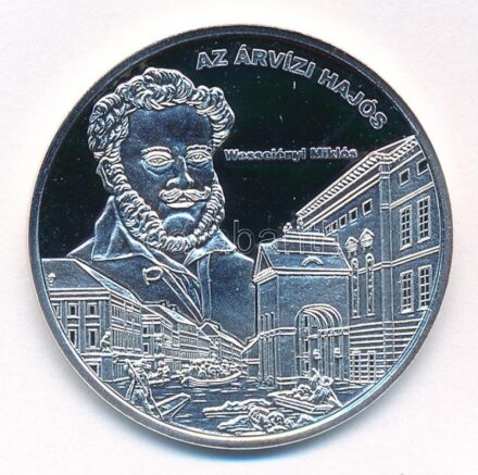 DN 'Nemzetünk nagyjai - Wesselényi Miklós' kétoldalas Ag emlékérem tanúsítvánnyal (15g/0,333/35mm) T:PP kis patina